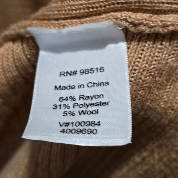 Coldwater Creek Caramel Brown Cardigan Open Front Sweater XL 18 Asymmetrical - Picture 6 of 6